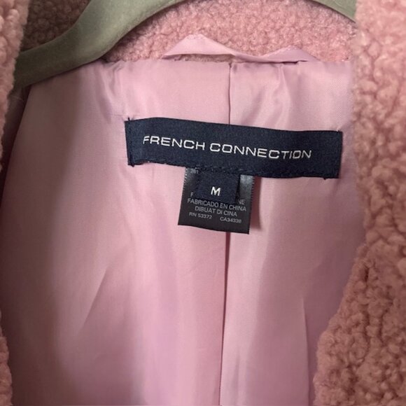 French Connection Teddy Faux Fur Coat Mauve Pink M Cozy Shaggy Faux Shearling - Picture 4 of 8